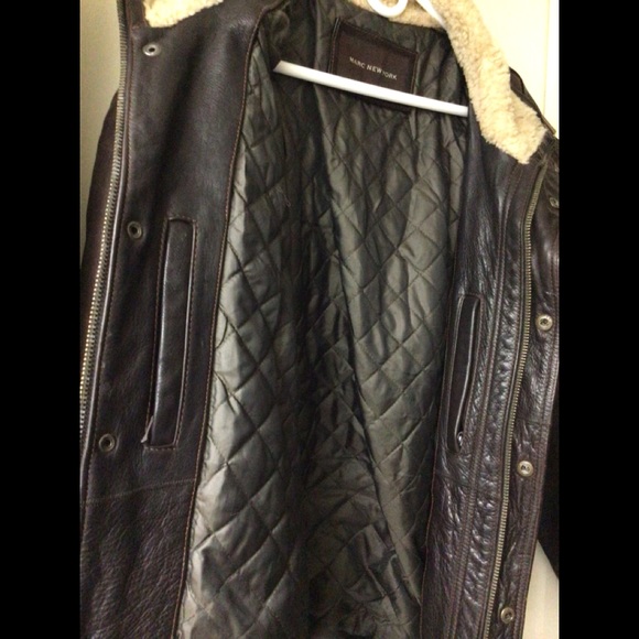 Marc New York men’s Leather Bomber Jacket - Picture 3 of 8